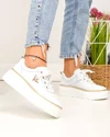 Pantofi casual dama piele naturala albi cu aplicatie metalica insecta F002-353 5