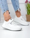 Pantofi casual dama piele naturala albi cu argintiu F001-973 3