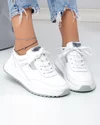 Pantofi casual dama piele naturala albi cu argintiu F001-973 4
