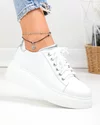 Pantofi casual dama piele naturala albi cu argintiu PC206 4