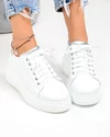 Pantofi casual dama piele naturala albi cu argintiu PC206 3