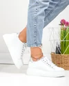 Pantofi casual dama piele naturala albi cu argintiu PC206 6