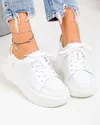 Pantofi casual dama piele naturala albi cu auriu si talpa groasa T-2008 5