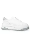 Pantofi casual dama piele naturala albi cu gri si talpa groasa F001-657 1