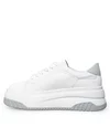 Pantofi casual dama piele naturala albi cu gri si talpa groasa F001-657 2