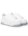 Pantofi casual dama piele naturala albi cu gri si talpa groasa F001-657 3