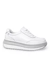 Pantofi casual dama piele naturala albi cu gri T6052 7