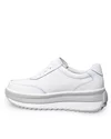 Pantofi casual dama piele naturala albi cu gri T6052 8
