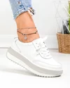 Pantofi casual dama piele naturala albi cu gri T6052 4