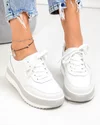 Pantofi casual dama piele naturala albi cu gri T6052 3