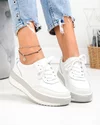 Pantofi casual dama piele naturala albi cu gri T6052 5