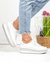 Pantofi casual dama piele naturala albi cu gri T6052 6