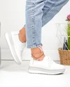 Pantofi casual dama piele naturala albi cu gri T6055 6