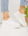 Pantofi casual dama piele naturala albi cu inchidere sireturi AW2023-26 1