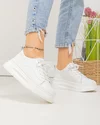 Pantofi casual dama piele naturala albi cu inchidere sireturi AW2023-26 5