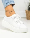 Pantofi casual dama piele naturala albi cu inchidere sireturi F001-773 1