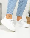 Pantofi casual dama piele naturala albi cu inchidere sireturi F001-773 5