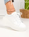 Pantofi casual dama piele naturala albi cu inchidere sireturi F001-872 1