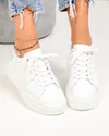 Pantofi casual dama piele naturala albi cu inchidere sireturi F001-872 3