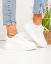 Pantofi casual dama piele naturala albi cu inchidere sireturi F001-872 2
