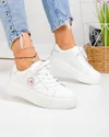 Pantofi casual dama piele naturala albi cu inchidere sireturi F001-879 2