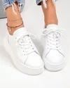 Pantofi casual dama piele naturala albi cu inchidere sireturi F002-397 3
