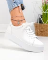 Pantofi casual dama piele naturala albi cu inchidere sireturi F002-470 4