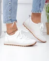 Pantofi casual dama piele naturala albi cu inchidere sireturi F002-642 4