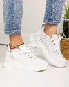 Pantofi casual dama piele naturala albi cu inchidere sireturi JY1563 4