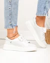 Pantofi casual dama piele naturala albi cu inchidere sireturi JY3285 5