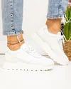 Pantofi casual dama piele naturala albi cu inchidere sireturi si talpa groasa F001-747 4