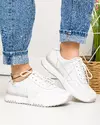 Pantofi casual dama piele naturala albi cu inchidere sireturi T-5103 2