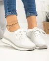 Pantofi casual dama piele naturala albi cu inchidere sireturi T-9001 3