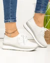 Pantofi casual dama piele naturala albi cu inchidere sireturi T-9001 4