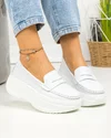 Pantofi casual dama piele naturala albi cu inchidere slip-on F002-295 4