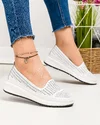 Pantofi casual dama piele naturala albi cu inchidere slip-on JY3952 2
