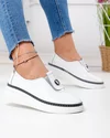 Pantofi casual dama piele naturala albi cu inchidere slip-on JY6709 3