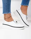 Pantofi casual dama piele naturala albi cu inchidere slip-on JY6709 2