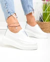 Pantofi casual dama piele naturala albi cu inchidere slip-on si insertie elastica T6060 2