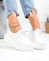 Pantofi casual dama piele naturala albi cu inchidere slip-on si insertie elastica T6060 5
