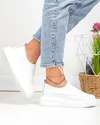 Pantofi casual dama piele naturala albi cu inchidere slip-on si insertie elastica T6060 6