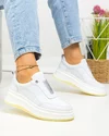 Pantofi casual dama piele naturala albi cu insertie elastica si inchidere slip-on F002-293 3