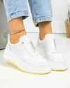 Pantofi casual dama piele naturala albi cu insertie elastica si inchidere slip-on F002-293 5