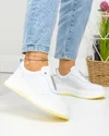 Pantofi casual dama piele naturala albi cu insertie elastica si inchidere slip-on F002-293 1
