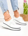 Pantofi casual dama piele naturala albi cu negru si talpa flexibila JY6700 4