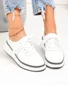 Pantofi casual dama piele naturala albi cu negru si talpa flexibila JY6700 3