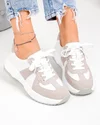Pantofi casual dama piele naturala albi cu piele intoarsa gri T-8077 4