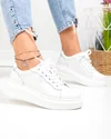 Pantofi casual dama piele naturala albi cu sireturi T6053 2