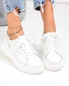 Pantofi casual dama piele naturala albi cu sireturi T6053 3