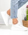 Pantofi casual dama piele naturala albi cu sireturi T6053 6
